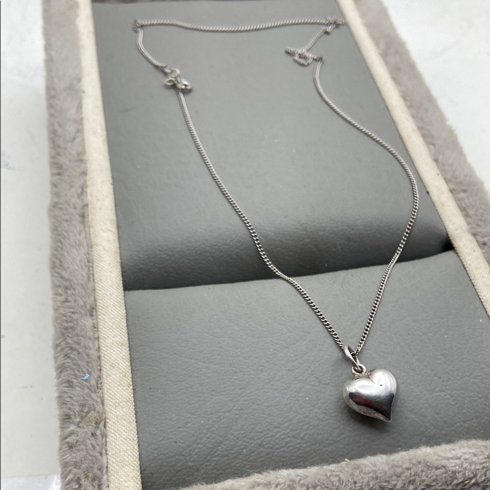 Silver Jewelry Set with Heart Pendant and 19” chain